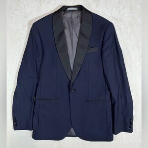 Elegant Indochino 40R Slim Fit Midnight Blue Tuxedo Black Tie Smoking Jacket